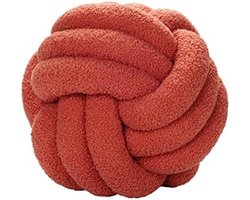 Geknoopt Bolkussen Decoratief Kussen Handgeweven Pluche Sofakussen Rode Knopen Balvormig Woonaccessoire