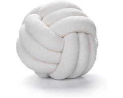 Geknoopt kussen - Teddy stof - 22 cm -Gebroken wit - Sierkussen - Kussens