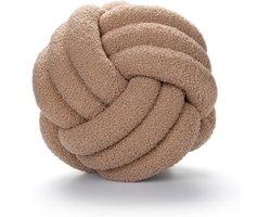 Geknoopt kussen - Teddy stof - 22 cm - Khaki - Sierkussen - kussen
