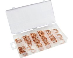 GEKO 95-delige set koperen ringen - 7 maten - Handige opbergdoos