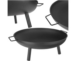 GEKO Houtgestookte vuurkorf - Weerbestendig staal - Modern zwart - 58 cm - Met handgrepen