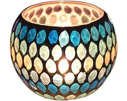 Gekraakte Glazen Mozaïek Kandelaar en Vaas voor Pennenhouder - Romantische Theelichthouder voor Huisdecoratie