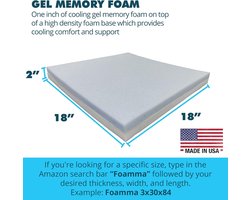 Gel Memory Foam Schuim 2" x 18" voor Stoelkussens en Meubelherstel