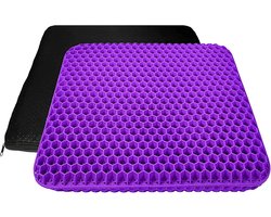Gel zitkussen orthopedisch decubitus zitkussen gel kussen stoelkussen met antislip hoes ademende honingraatconstructie zitkussen voor stoel, bureaustoel, auto, rolstoel (paars)