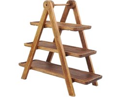 Gelaagde Etagère - Serveertoren Hout - Hapjes Presenteren - Afneembare Plateaus - 45 x 22 cm - Houtkleur