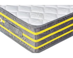 Geladi Premier Plus Matras-90x200 cm-Robuuste Bonellvering-Stevig & Duurzaam-Modern Grijs/Geel Design