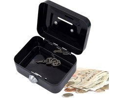 Geld Kistje - Mini Safe - Veilige Opslag - Sleutel Vergrendeling - 22 cm Breed - Zwart