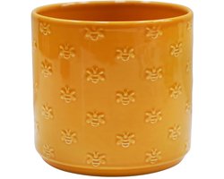 Gele Aardewerken Plantenbak - D13.5cm x H12.5cm - Perfect voor Binnen- en Buitenplanten