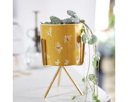 Gele Bijen Plantenbak Met Voet - Bloempotten - Plantenstandaard - Plantenpot