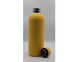 Gele drinkfles - waterfles - rubbercoating - isolerend - thermos