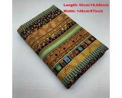 Gele katoenen stof voor naaien 50 x 145 cm etnisch patroon kleurrijke bedrukte quilt stof voorgesneden lap stof voor patchwork kleding decoratie handwerk hobby projecten