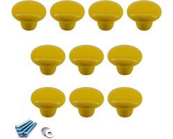 Gele Keramische Ronde Knoppen voor Kastdeuren en Ladegrepen - Set van 10 Inclusief Schroeven voor Kinderkamer en Meubels