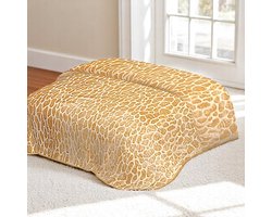 Gele sprei plaid - warme sprei - warm deken/plaid - licht geel/dierenprint - reliëf - 210x200