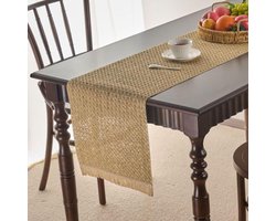 Gele Tafelloper - Dressoir Sjaal - Tafel Decoratie - Geweven met Kwastjes - 13x138 inch - Geel