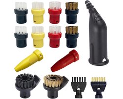 GELLDG 15 stuks accessoire set - inclusief ronde borstelkoppen, mondstukken, zuigmonden en andere reserveonderdelen voor stoomreinigers - geschikt voor de Kärcher Easyfix SC1, SC2, SC3, SC4 en SC5 stoomreinigers.