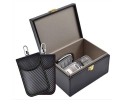 GELLDG 2 Stuks Autofunctiebedieningen - RFID Sleutelbox - Anti-Diefstal Faraday Zakken - 14x11x7.5cm - Geschikt voor Autosleutels en Keyless Entry Systemen - Houten Behuizing
