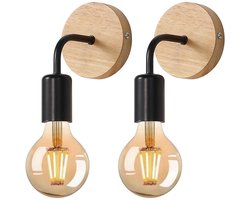 GELLDG 2 Stuks Muurappliques - Moderne Wandlampen Zonder Lichtbron - Industriële Vintage Lampe Murale E27 voor Slaapkamer Gang en Woonkamer - Geschikt voor Binnenverlichting - Metaal - 16x10cm
