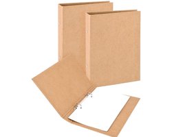 GELLDG 3 stuks A5 ringband - A5 ringband van kraftpapier - Vervangbare binnenvellen - Met 2 ringen - Kan gebruikt worden voor het toevoegen van brochureomslagen en losse pagina's - Geschikt voor scholen en kantoren