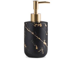 GELLDG Badkameraccessoiresets - Zeepdispenser 300ml - Keramiek Zeeppompje met Marmer Look - Glanzend & Glad Oppervlak - Geschikt voor Badkamer, Keuken, Wastafel en Hotel - 19x7cm