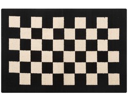 GELLDG Geruite vloerkleed - geruite antislip deurmat voor binnen - Schoonloopmat - 50x80cm - Wasbaar - Geschikt voor binnen- en buiteningangen, entrees, balkons, gangen en dierenverblijven - zwart