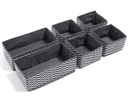 GELLDG Kast Organizers - Multifunctioneel Opberg Box - Doos -Mand - Vakken - Lade Verdeler Opbergsysteem - Geschikt voor Kleding、Sokken、Ondergoed、Badkamer、Keuken - Zwart - 6 Stuks