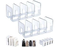 GELLDG Transparant acryl tijdschriftenrek - Set van 2 - Multifunctioneel opbergrek voor op het bureau, boekenplank - Kan ook gebruikt worden als flessenrek/organizer voor keukendeksels/tassenhouder
