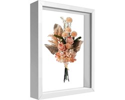 GELLDG Vulframe - 3D fotolijst - Diepe lijst - Wand- of bureaudecoratie - 20x29 cm - A4-formaat - Geschikt voor het inlijsten van foto's, zelfgemaakte kunstwerken, medailles en gedroogde bloemen - Wit