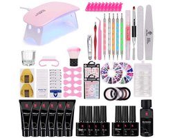 Gelnagels Set | Polygel kit | Nepnagels Starterspakket | UV Gellak set | HEMA-Vrij | Nail Art Pakket | 10 Kleuren Gel | Manicure Set | Gel Nagellak Nagel Decoratie | 6W UV Lamp
