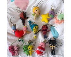 Geluk Pok-Pong Gelukspoppetjes - 10 stuks - Handgemaakt van wol - 7 cm