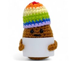 Geluksbrenger handgemaakt - Gehaakte figuren - Positieve boodschappen - Souvenir - Cadeau - Decoratieve metgezel - Geluksfiguur
