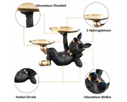 Gelukshond Decoratiebeeldje Sleutelbakje Voor Hal Creatieve Hond Tafeldecoratie Opbergschaal Snoepkom Woondecoratie Entree Organizer Nieuw Huis Cadeau Hars Modern Minimalistisch