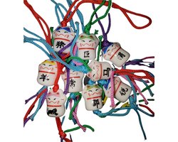 Gelukspoppetjes - Lucky Cat - Porselein - 10 stuks - Gelukshangers - Gelukskat - Geluk