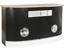 Gemakkelijk verplaatsbare meubels DKD Home Decor BAR Wit Bruin Zwart Aluminium Ijzer Mangohout 157 x 52 x 90 cm