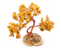 Gembui Bonsai Boompje - Gele Aventurijn - Agaatschijf - Handgemaakt