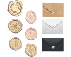 Gemengde gouden wax zegel stickers 54 stuks - zachte schuim gouden vintage envelop zegels stickers - antieke zelfklevende stempel stickers voor Kerstmis, bruiloft, uitnodigingen, feestbenodigdheden