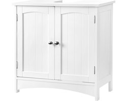 General Wastafelmeubel onderkast badkamermeubel 2 deuren met verstelbare plank - hout - Wit 60 x 60 x 30 cm