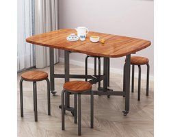 Generic Uitschuifbare Eettafel, Houten Opvouwbare Keukentafel Voor 4-6 Personen, Eettafel Met Wieltjes Voor Thuiskeuken Restaurant,Dark walnut,100 * 60 * 75 cm
