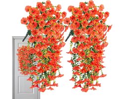 Generisch Kunstpetunia voor buitenplantenbakken, natuurlijke kunstbloemen, weerbestendig, duurzaam, 2 stuks, sierplanten voor bloembak, balkon, vensterbank, vaas en tuin