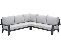 Geneva aluminium loungeset -carbon black - valley sand