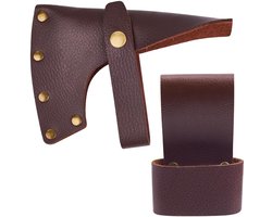 Genuine Leather Axe Sheath 16x11cm Coconut Brown Halloween Adjustable Axe Blade Cover Full Grain Leather Hand Axe Head Protector Camping for Lumberjack Outdoor Essentials