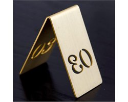 Genummerde Tafeltenten - Tafelborden Messing - Gasten Snel Zitten - Dubbelzijdige Holle Letters - 4x6.5x6.5 cm - Goud