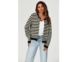 Geo-patroon gebreid vest in zwart