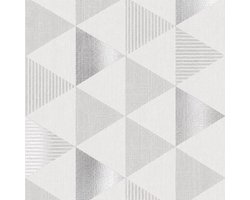 Geometrisch Behang Grijs/Wit – Modern Scandinavisch Design – Vliesbehang – 53 cm x 10 m – Afwasbaar