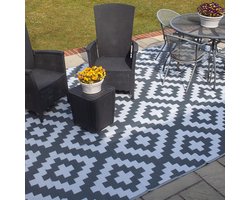 Geometrisch buitenterras en terrastapijt - Valiant - Grijze kleur - 27 m x 18 m