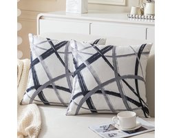 Geometrisch Kussenhoes Set van 2 - Fluwelen Kussenhoezen voor Bank en Tuin - 50x50 cm