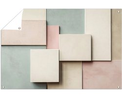 Geometrisch pastel kunstontwerp - Geometrie tuinposter - Tuinversiering rechthoeken - Minimalisme - Tuinaccessoires - Tuinschilderijen - Tuinposter 45x30 cm