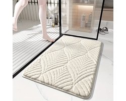 Geometrische Badmat – Zachte Microvezel Douchemat – Antislip & Absorberend – Wit - 60 x 40 cm - Dikke Pluche Vloermat voor Badkamer, Slaapkamer of Woonkamer – Stijlvolle Decoratie & Perfect Cadeau voor de Feestdagen