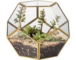 Geometrische bloempot - Goud messing tafelblad - Open terrarium