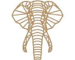 Geometrische Dieren Olifant - Bamboe hout - S (25x29 cm) - Cadeau - Kinderen - Geschenk - Woon decoratie - Woonkamer - Slaapkamer - Geometrische wanddecoratie - WoodWideCities