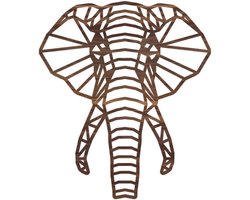 Geometrische Dieren Olifant - Noten hout - S (25x29 cm) - Cadeau - Kinderen - Geschenk - Woon decoratie - Woonkamer - Slaapkamer - Geometrische wanddecoratie - WoodWideCities